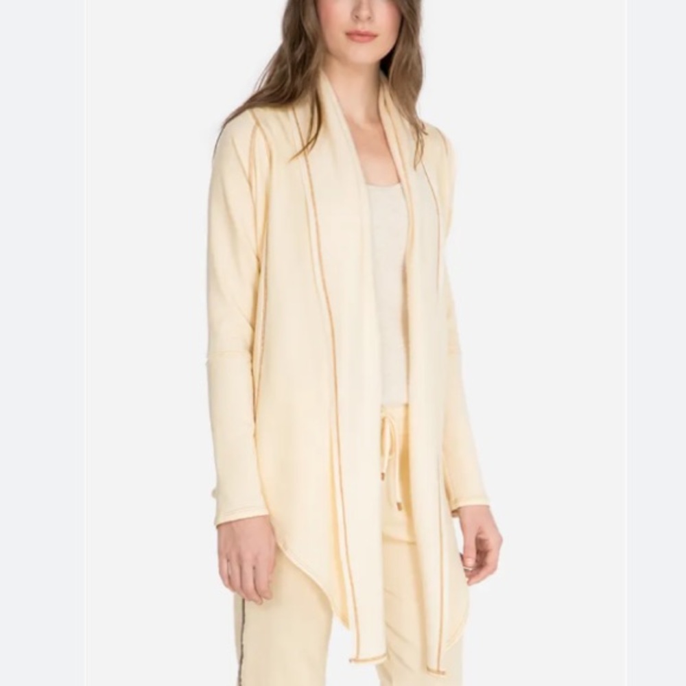 JOHNNY WAS CALME Conscious Textile Fleece Long Open Front Draped Cardigan